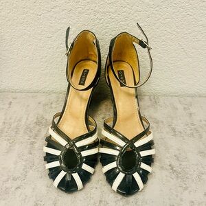 Prego Strappy Black and White Heels